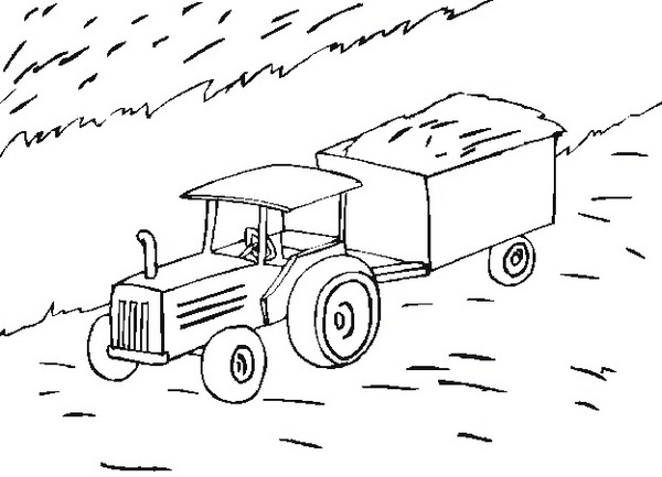 Traktor z przyczepą kolorowanki
